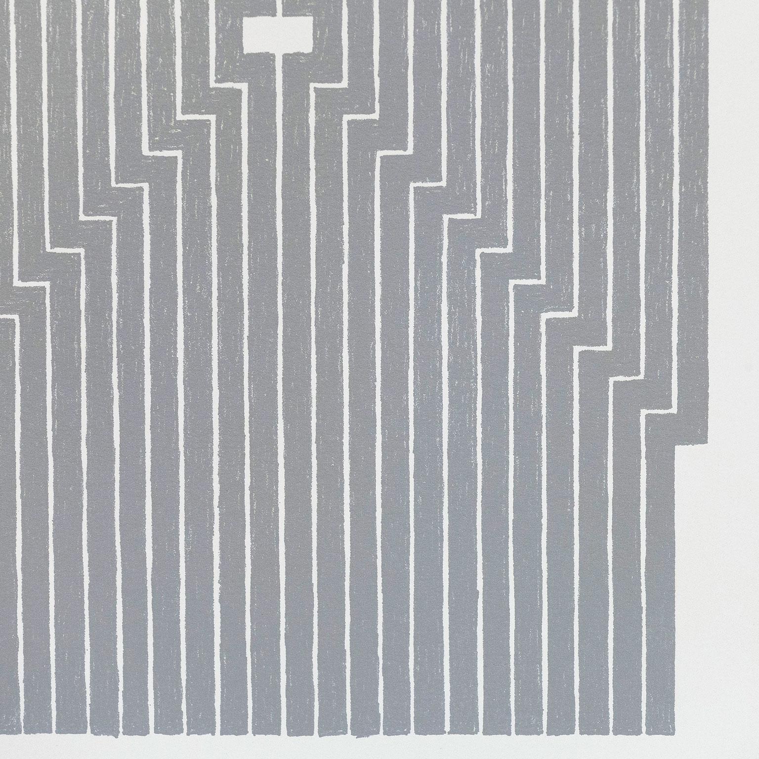 Six Mile Bottom - Gray Abstract Print by Frank Stella