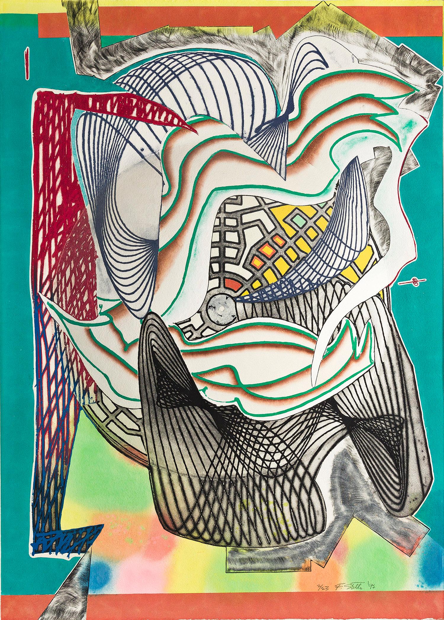 Abstract Print Frank Stella - Les funérailles (Dôme) Tiré de Moby Dick Domes, 1992