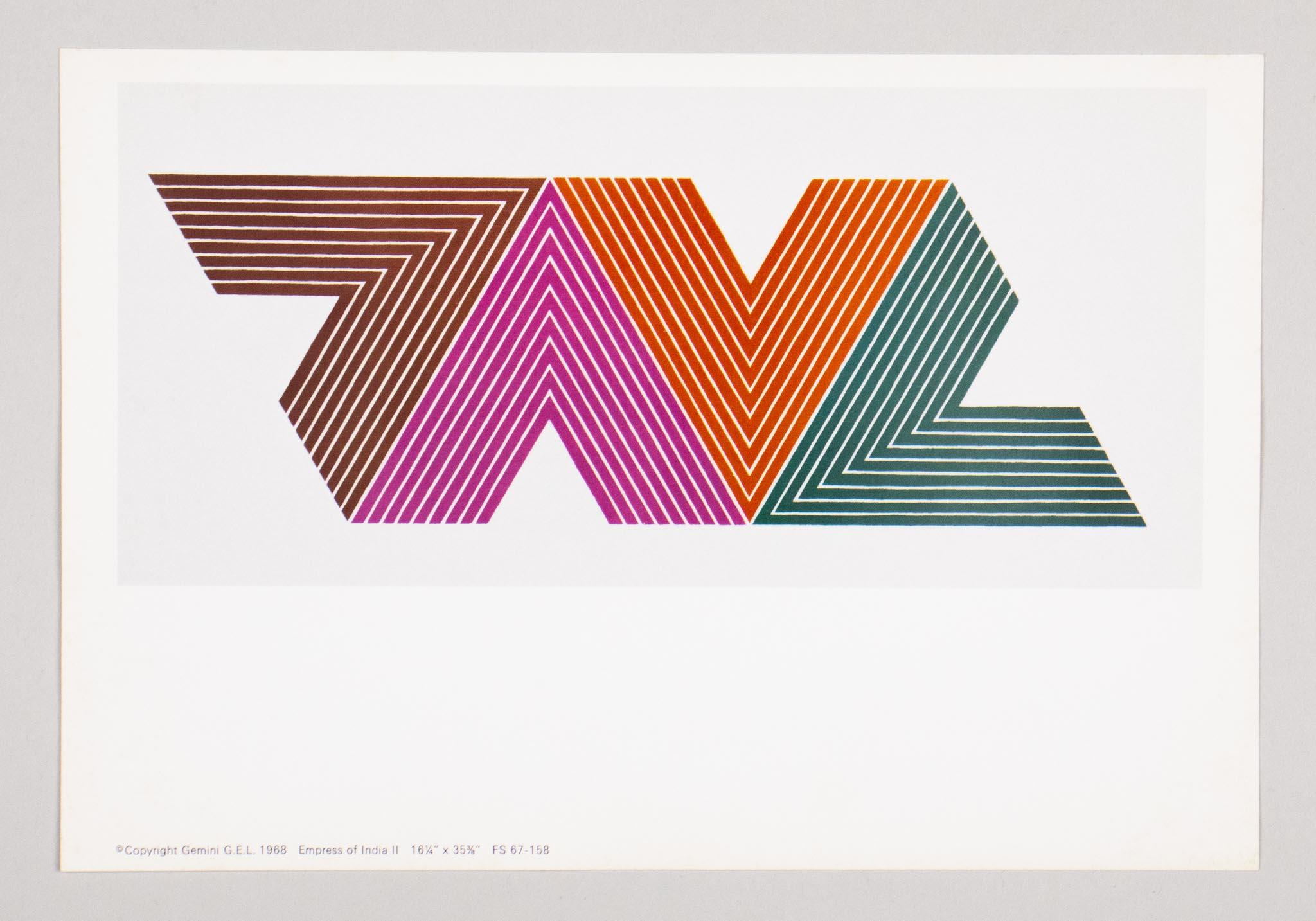 Frank Stella – The V Series
Los Angeles: Gemini G.E.L., 1968

Absolutely rare promotional prospectus – a scarce collectible and a must-have for every Pop Art enthusiast!

Catalogue of eight prints created by Frank Stella at the Gemini G.E.L. studios