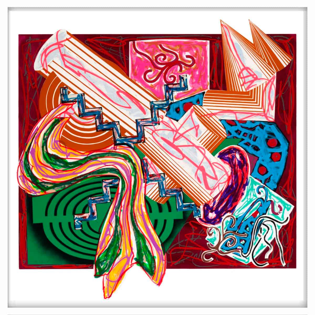 Then Came a Stick und Beat the Dog, 1984 – Print von Frank Stella