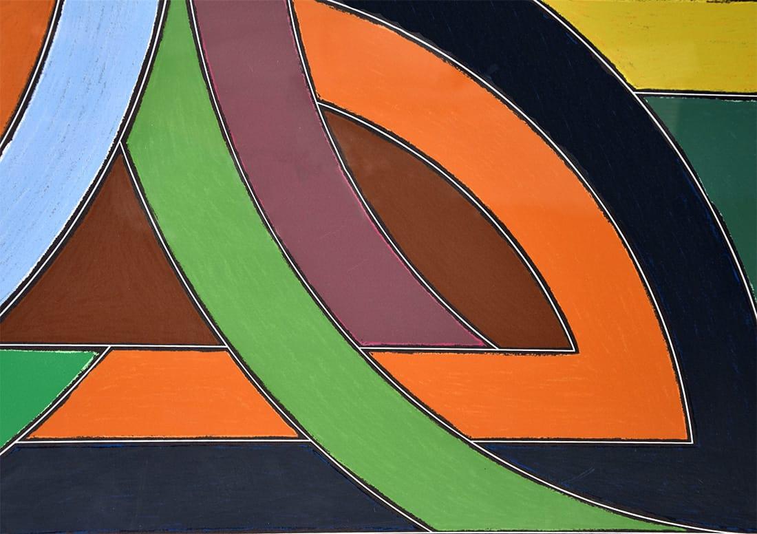 Created in 1974, this screenprint on Arches black cover paper is hand signed and dated by Frank Stella (Massachusetts, 1936 - ) in pencil on verso and is numbered 