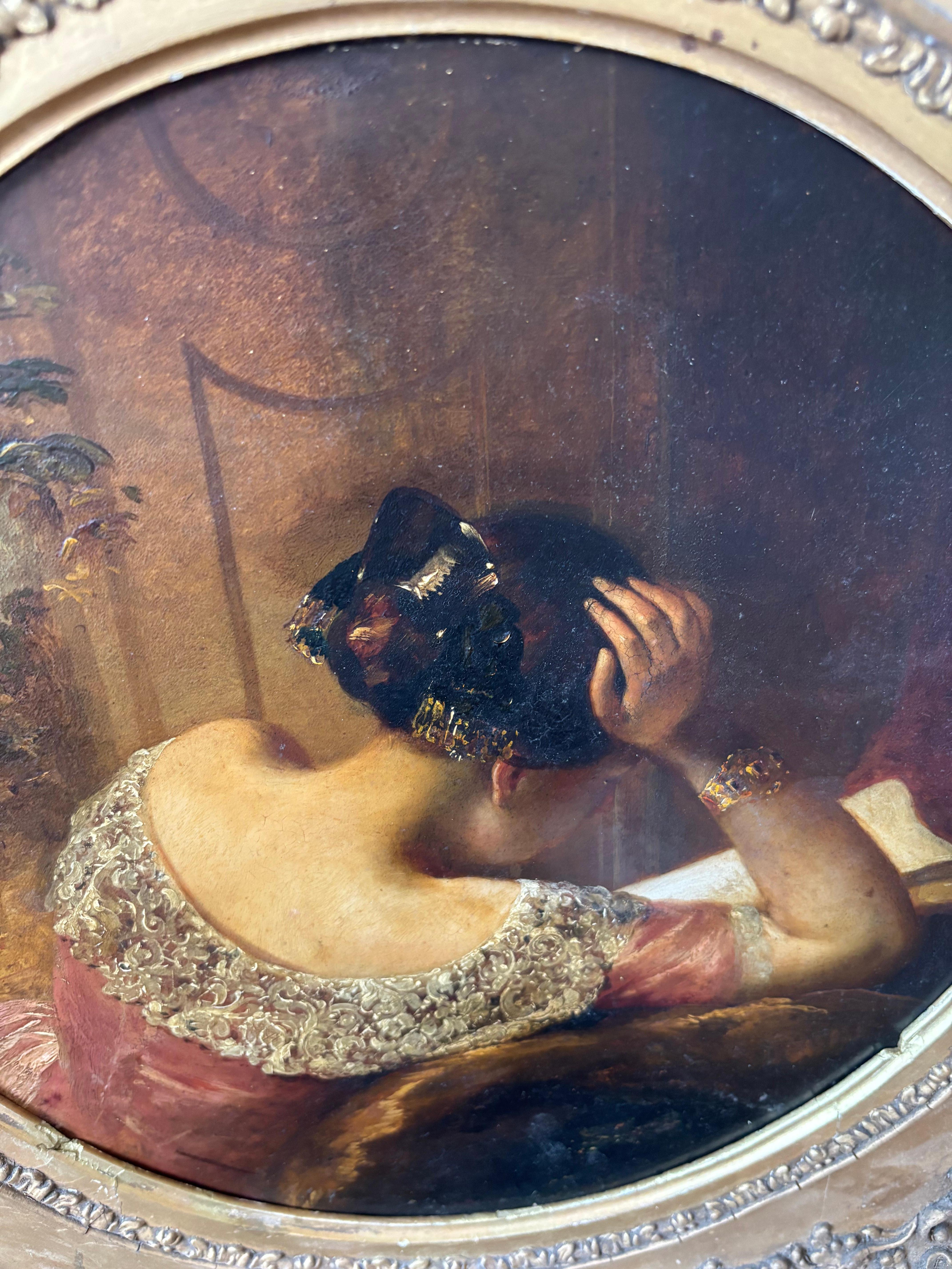 Frank Stone, Wonderful Victorian oil of lady reading For Sale 9