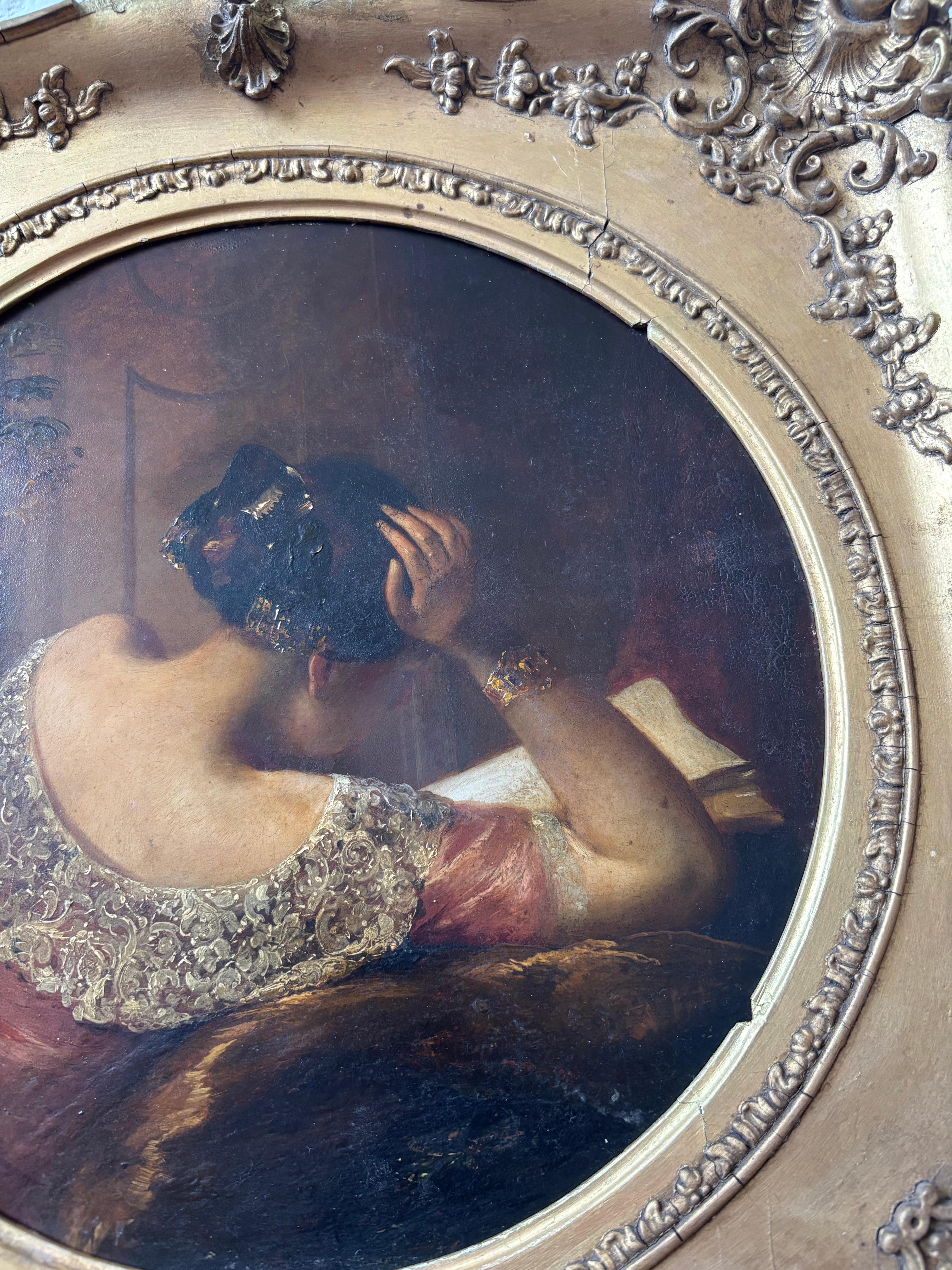 Frank Stone, Wonderful Victorian oil of lady reading For Sale 11