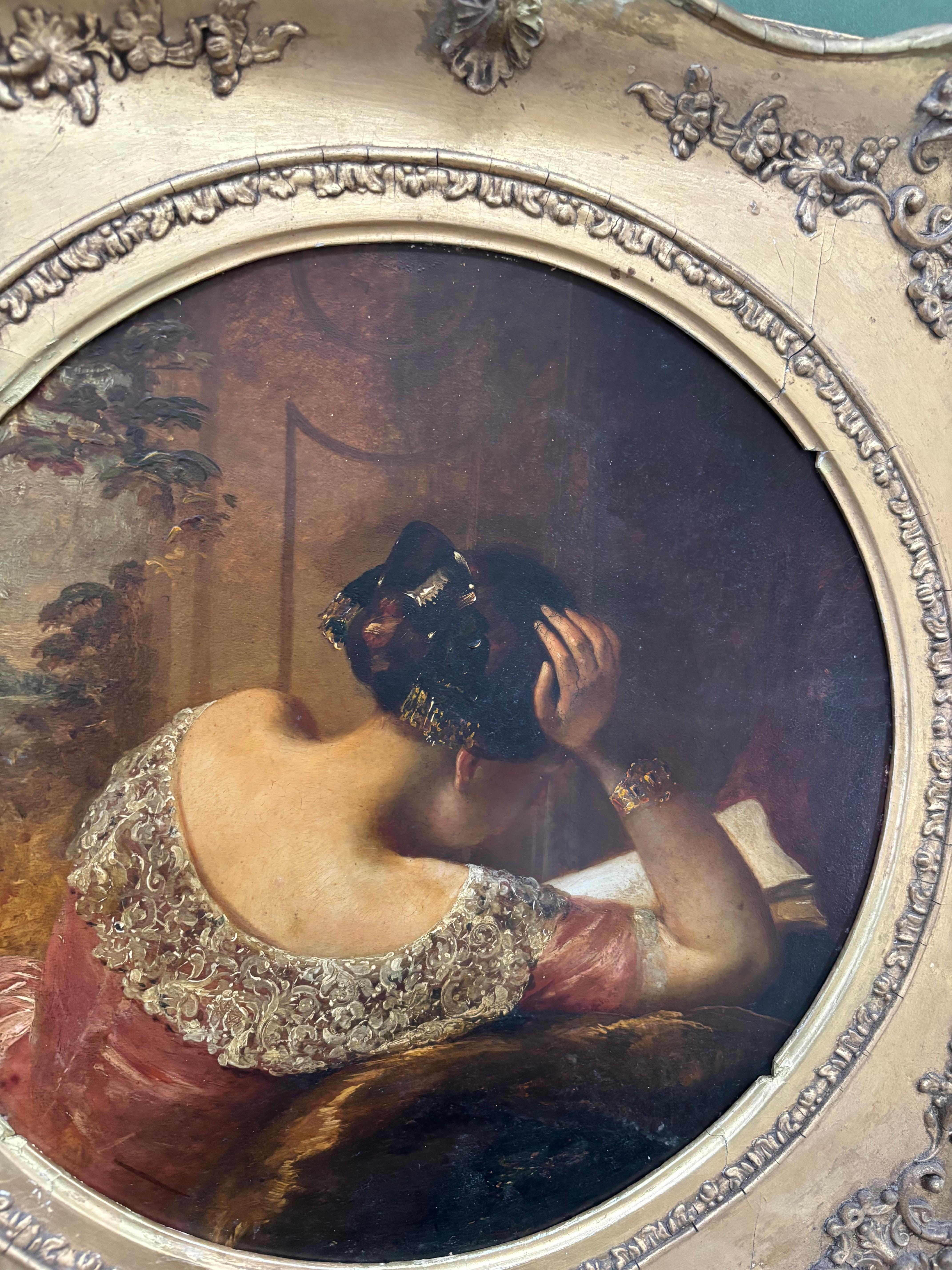 Frank Stone, Wonderful Victorian oil of lady reading For Sale 4