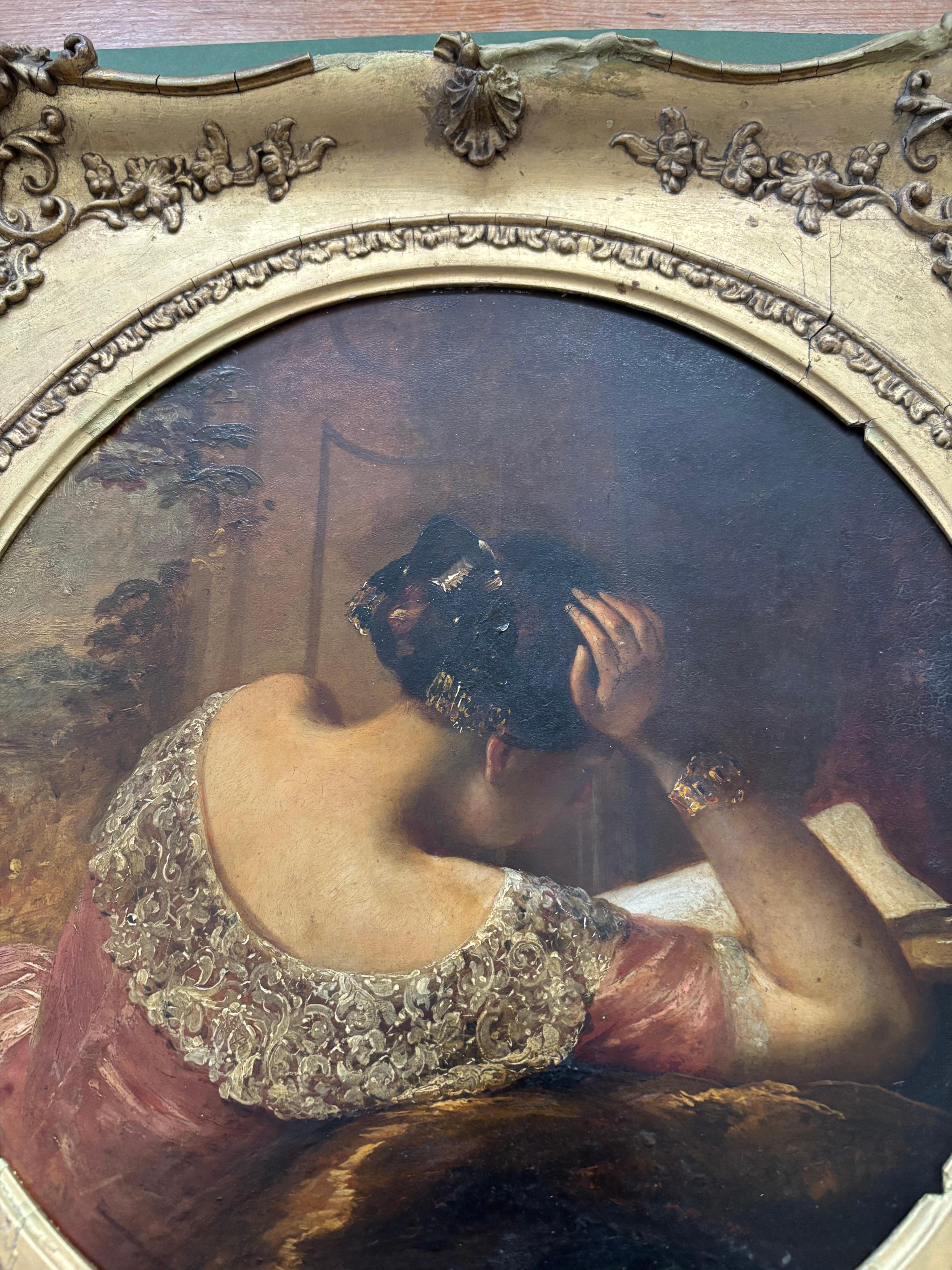Frank Stone, Wonderful Victorian oil of lady reading For Sale 5