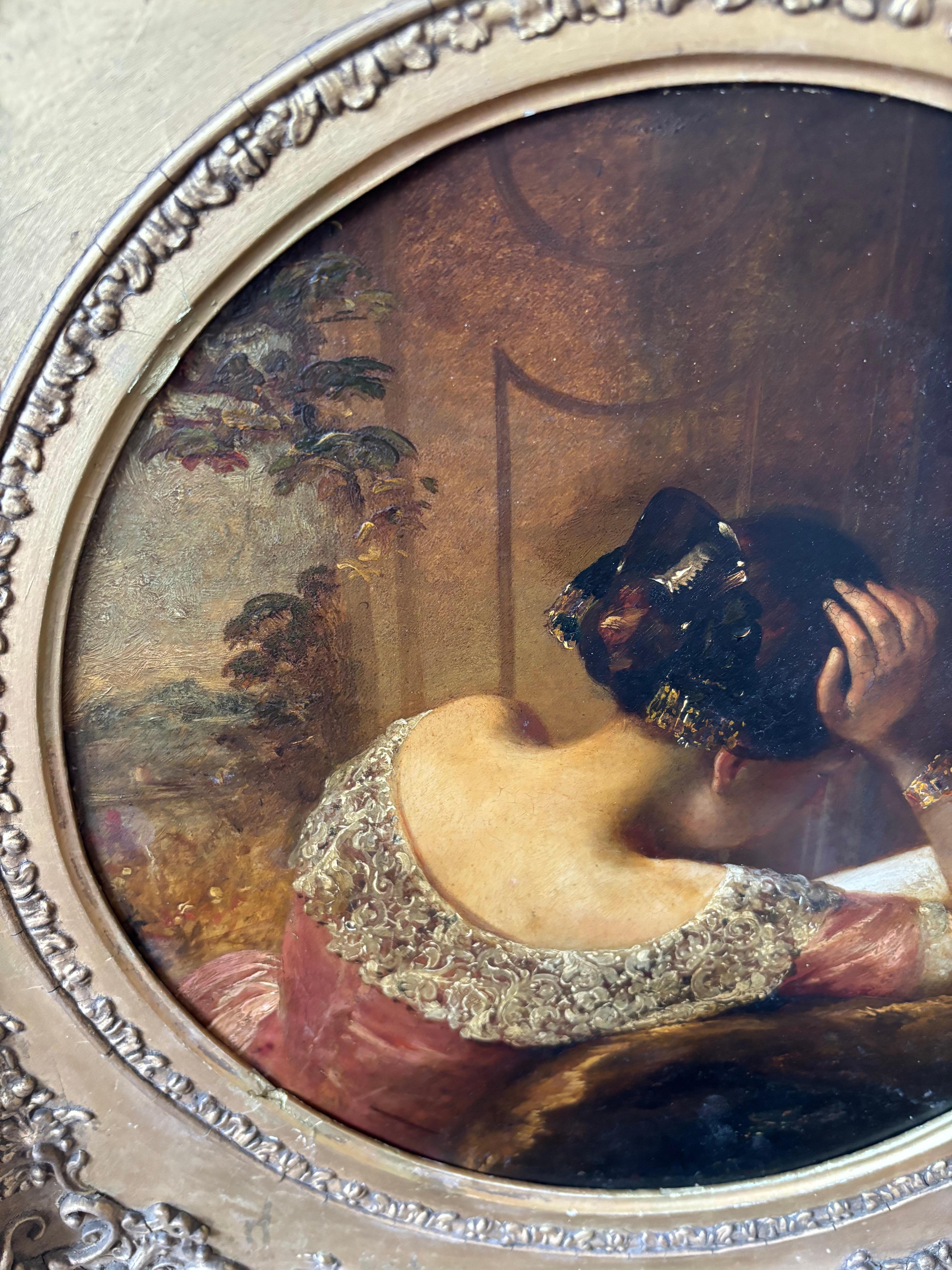 Frank Stone, Wonderful Victorian oil of lady reading For Sale 8