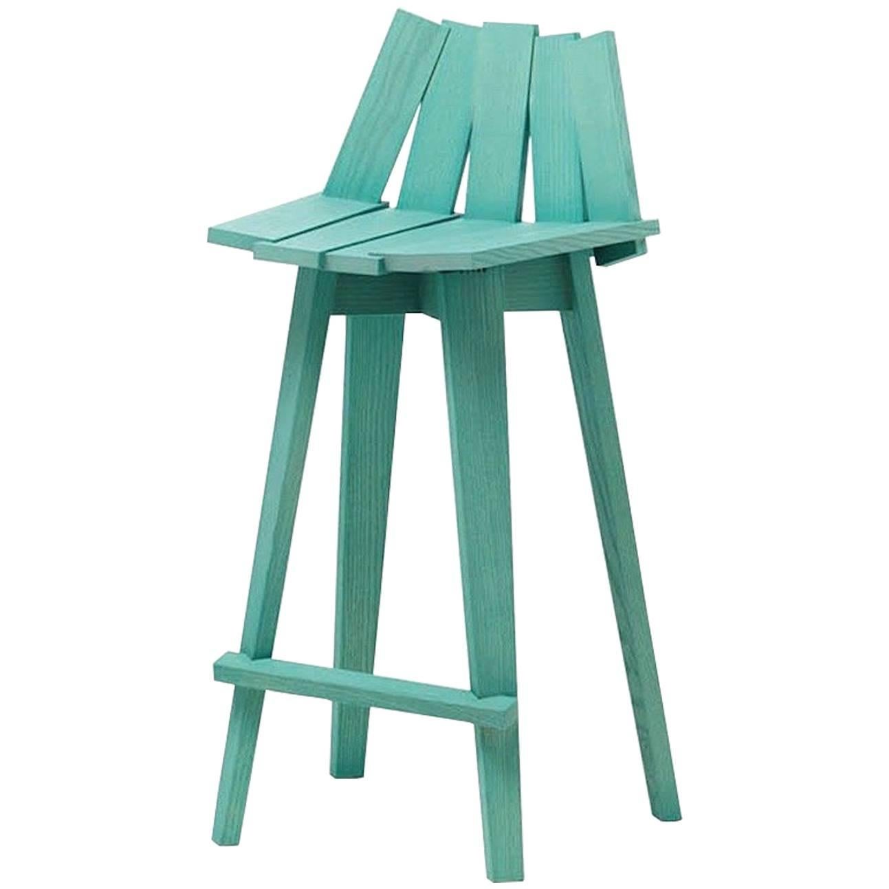 Frank Stool in Light Teal Finish by Alessandra Baldereschi & Mogg For Sale