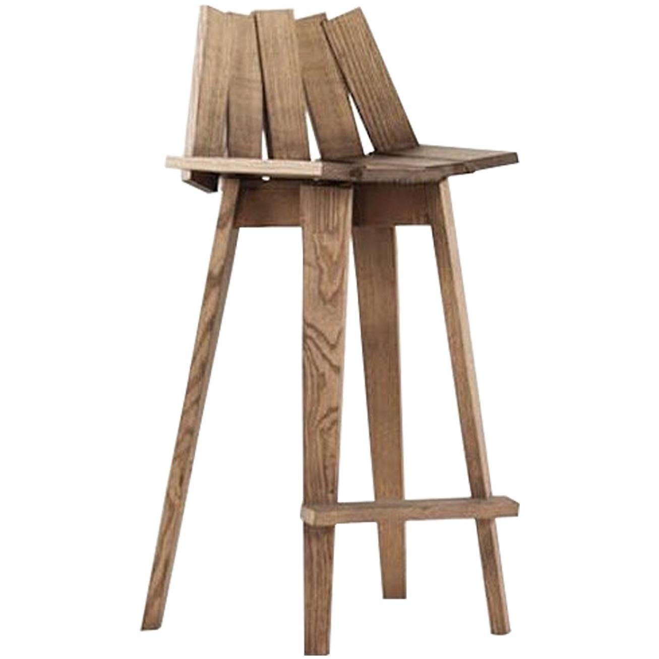 Frank Stool in Natural Finish by Alessandra Baldereschi & Mogg For Sale