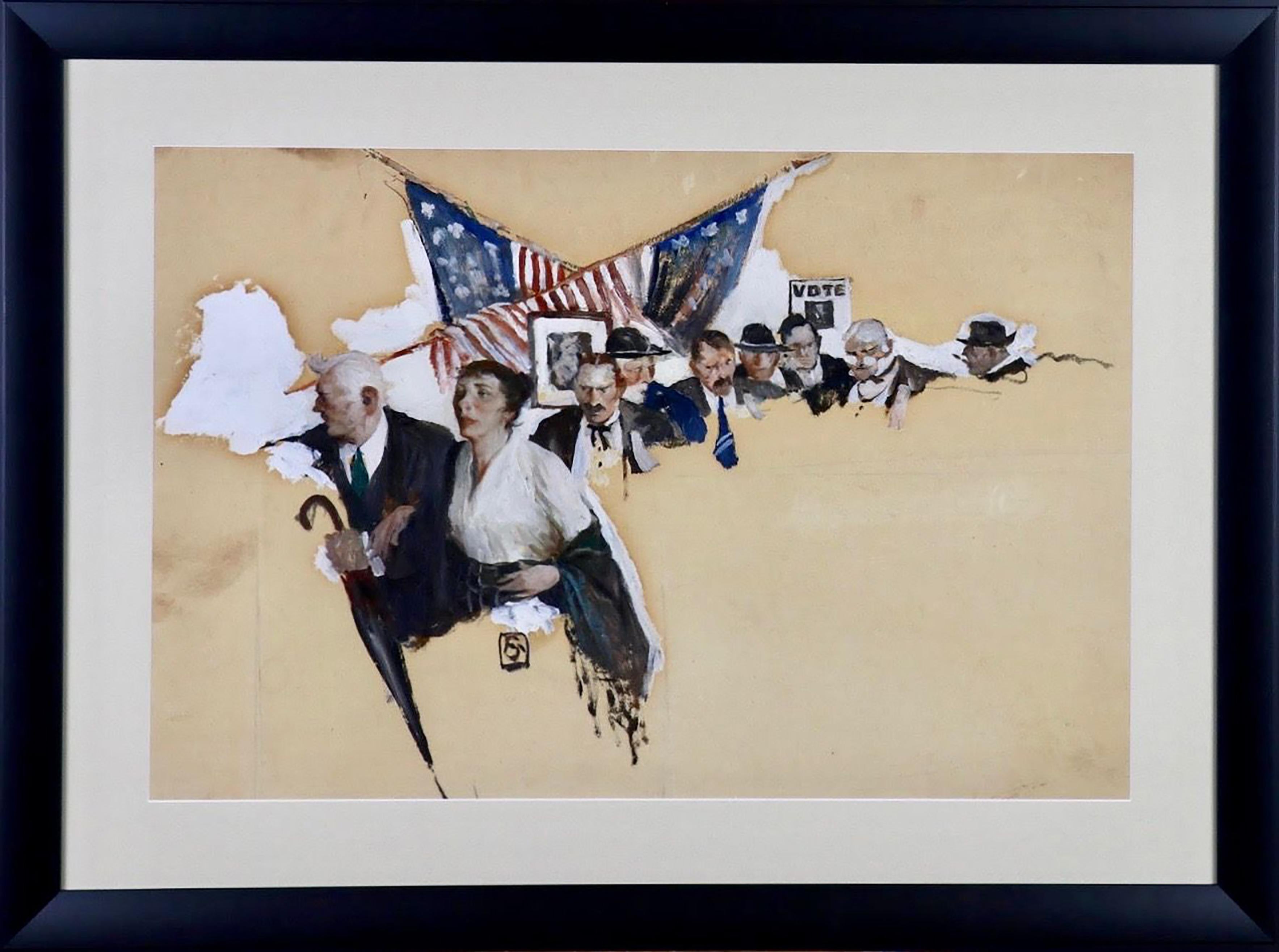 Mujer votando, Ilustración de historia de revista - Painting de Frank Street
