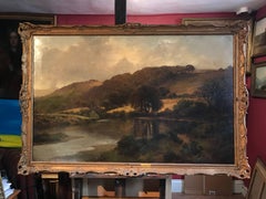 Herbst:: riesige Flusslandschaft:: Ölgemälde:: britischer Künstler