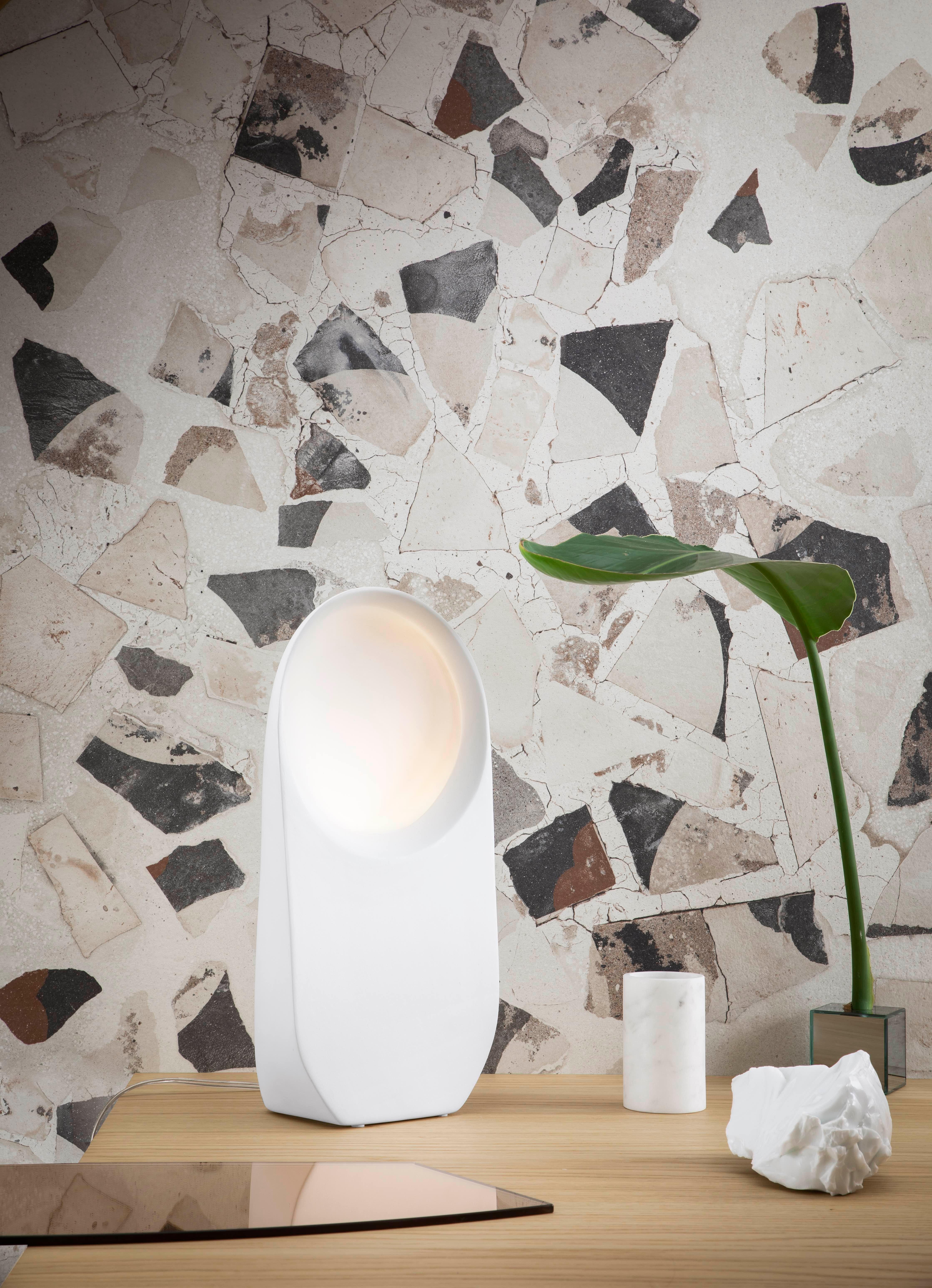 Italian Frank Table Lamp in White Ceramic by Miniforms Lab For Sale