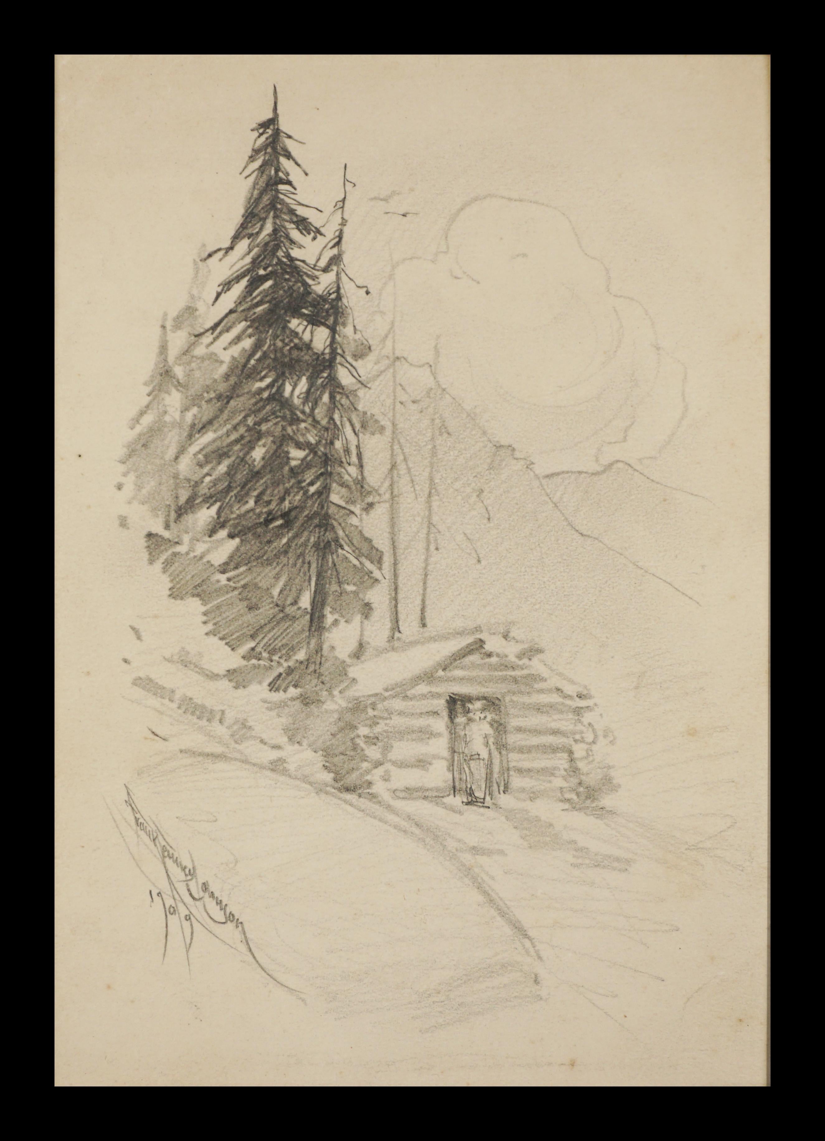 Landscape Painting de Frank Tenney Johnson - Estudio Plein Air de principios del siglo XX para pintura de montaña de un granjero de Colorado