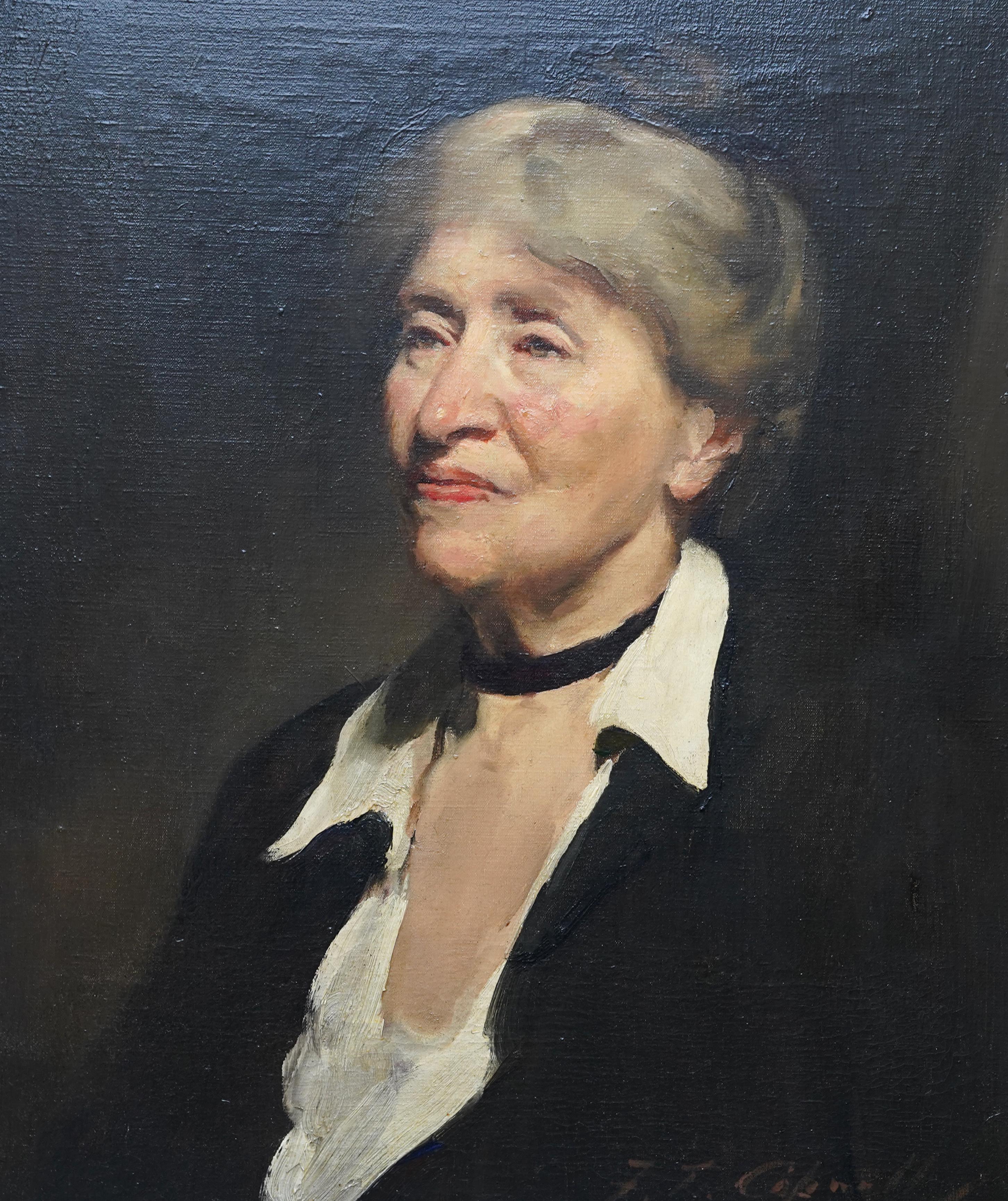 Porträt von Charlotte Illingworth – britisches edwardianisches Ölgemälde VG prov – Painting von Frank Thomas Copnall
