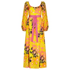 Maxivestido floral psicodélico de los años 60 de Frank Usher