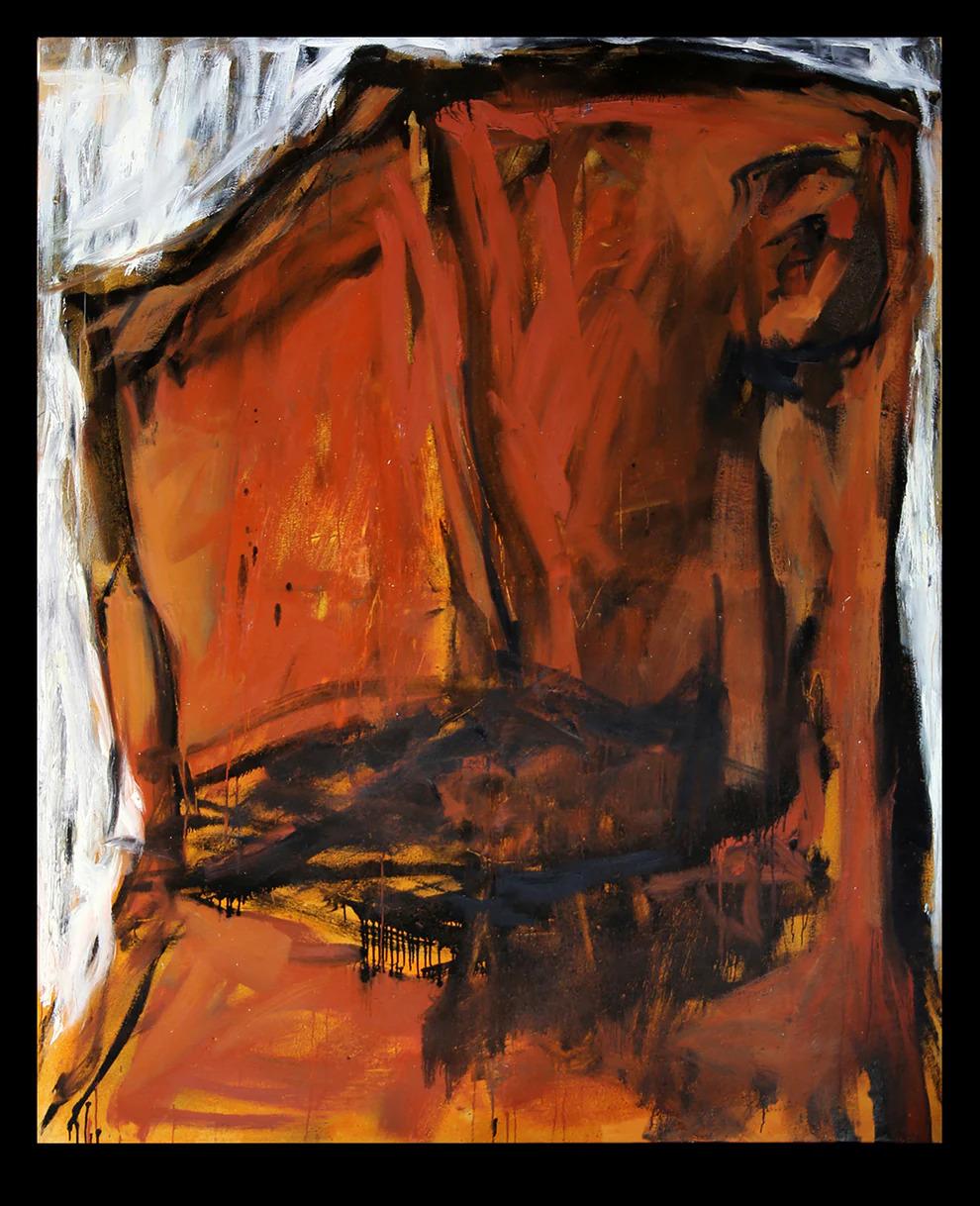 Dieses Gemälde von Frank Vaders ist ein Unikat aus den 1990er Jahren, hergestellt in Öl auf Leinwand mit den Maßen 251 × 200 cm. Es ist in gutem Zustand. Vaders Werke wurden bereits mehrfach auf Auktionen angeboten. Seine Kunst zeichnet sich durch