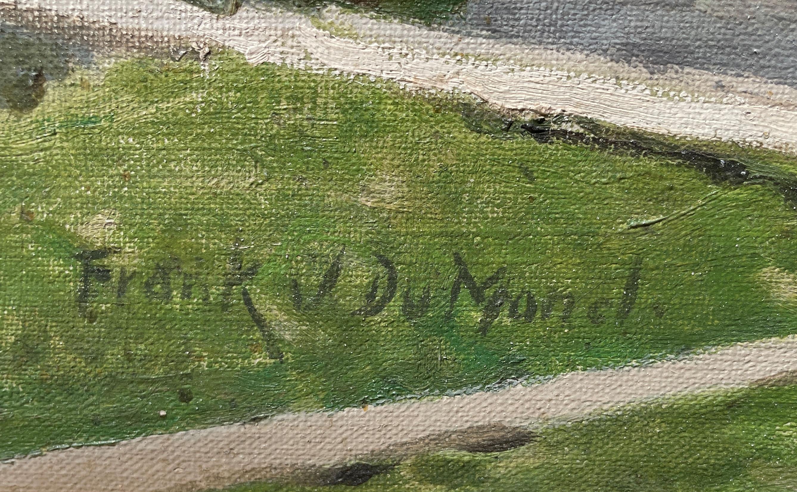 « The Train Trestle » Frank Dumond, peinture de paysage impressionniste américaine 1