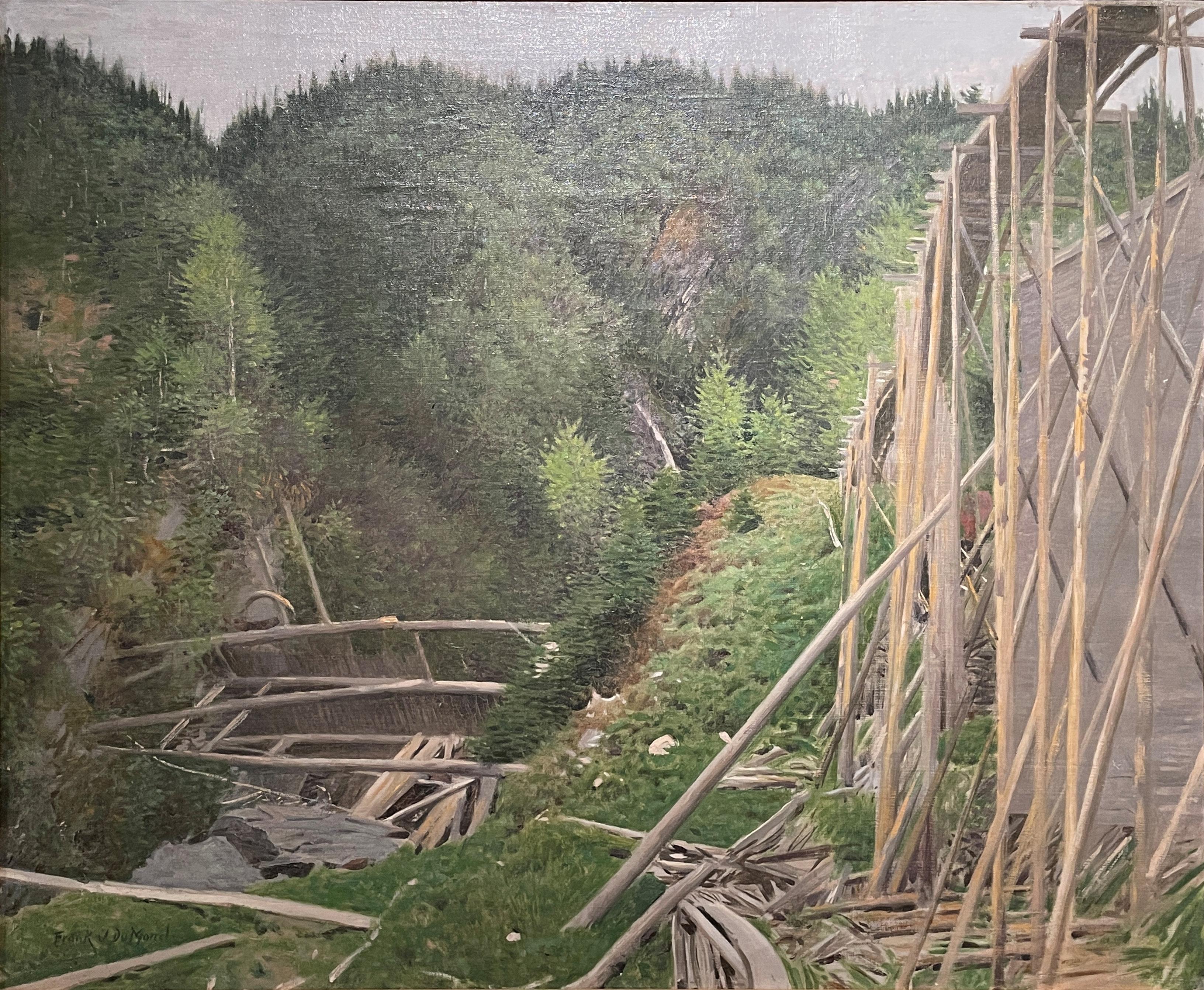 Frank Vincent Dumond Landscape Painting - "Train Trestle, " Frank DuMond, Old Lyme Connecticut Impressionism Landscape