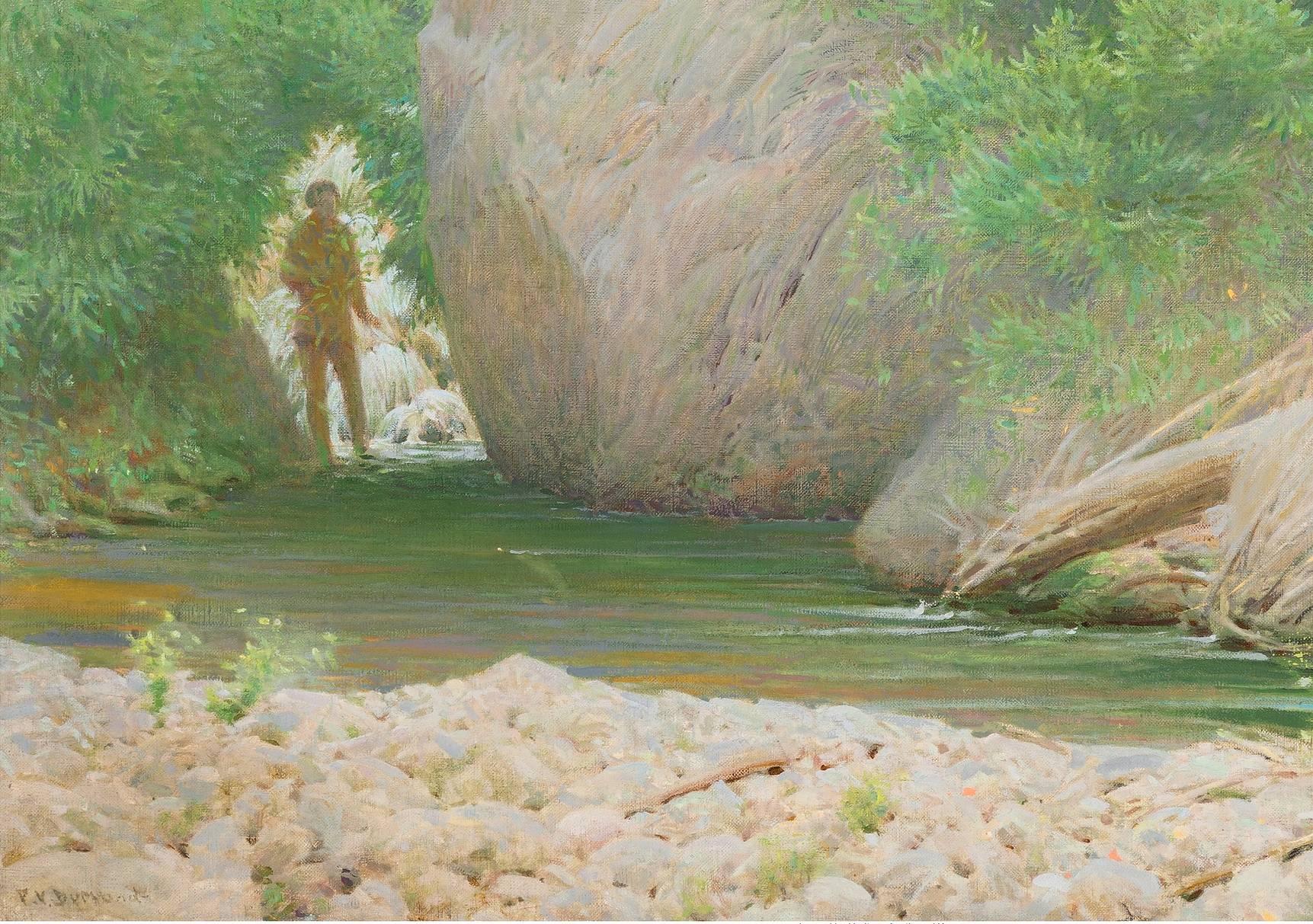 Trout Rock - Impressionniste américain  - Impressionnisme américain Painting par Frank Vincent Dumond