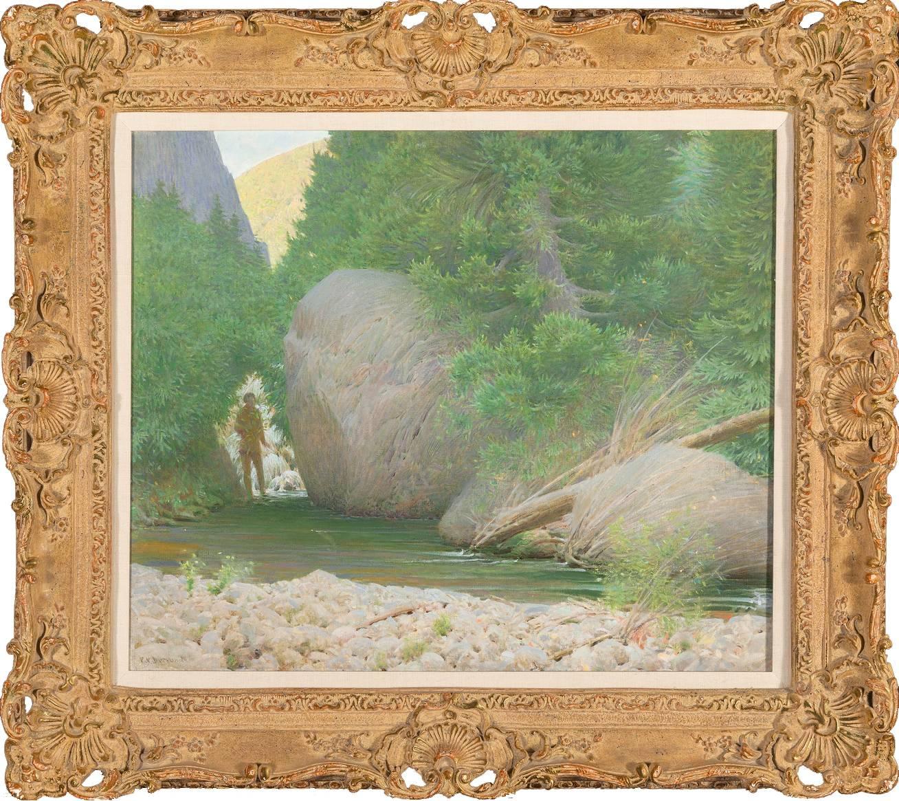 Figurative Painting de Frank Vincent Dumond - Trout Rock- Impresionista americano