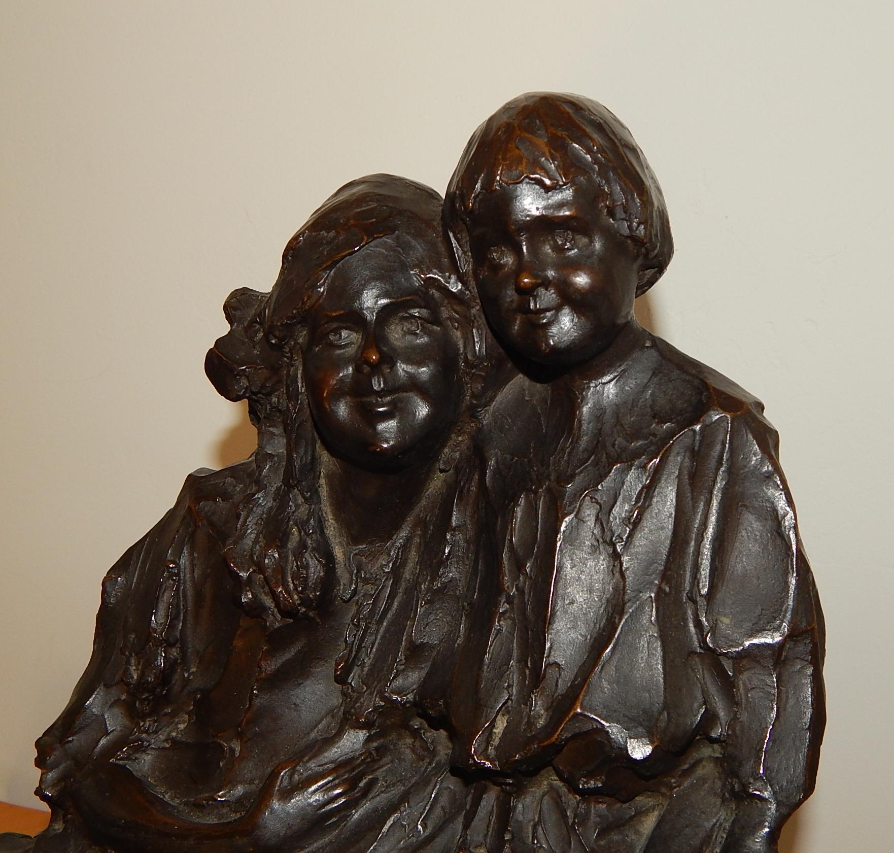 Frank Vittor Italian/American Sculptor Mother and Child Bronze, 1915 For Sale 2