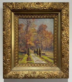 1925 ARTS n CRAFT IMPRESSIONIST Garden Landscape Painting possibly KENTUCKY
