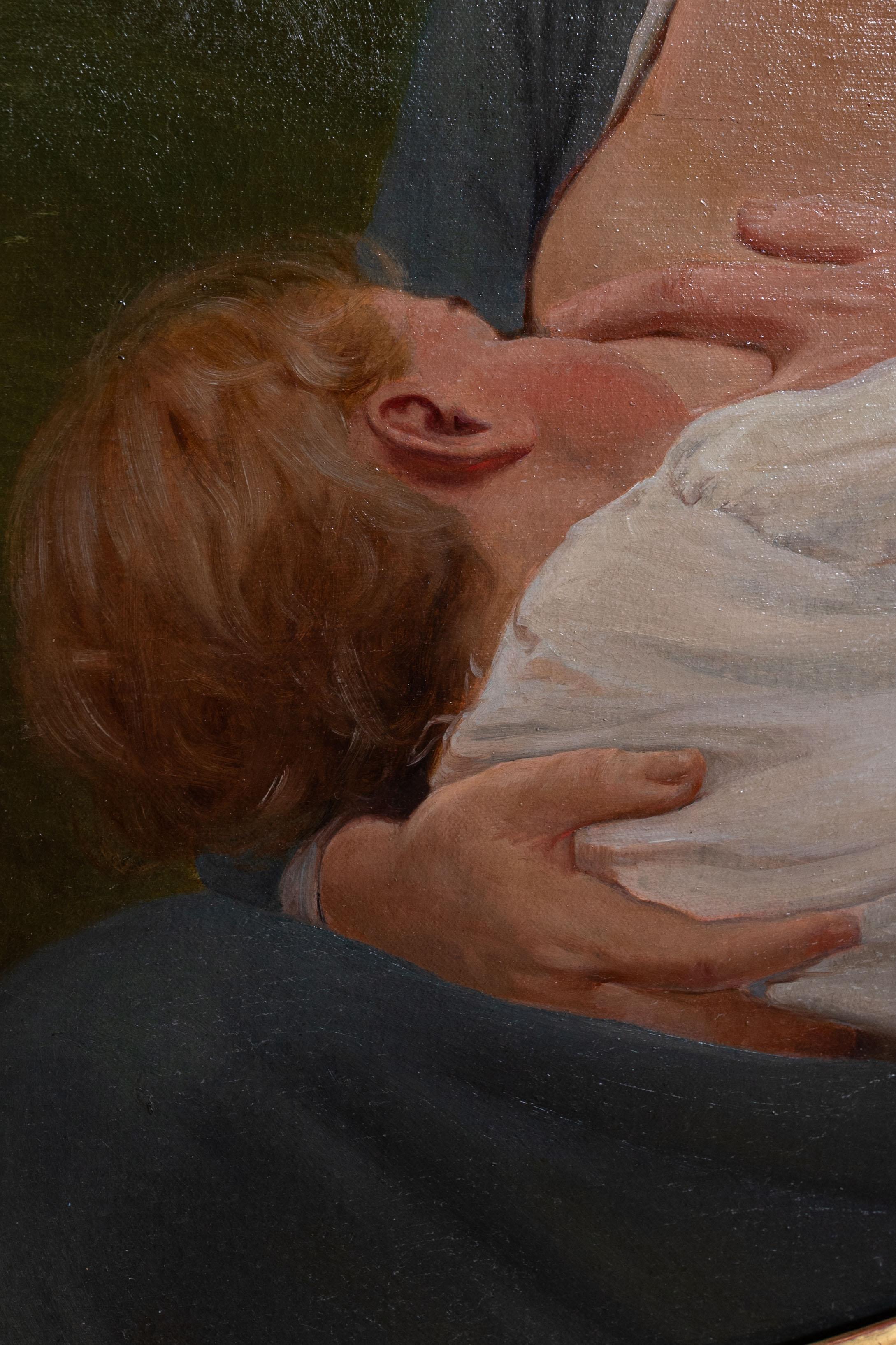 Ritratto ad olio su tela dell'artista stesso, di sua moglie e del figlio neonato in vendita 1