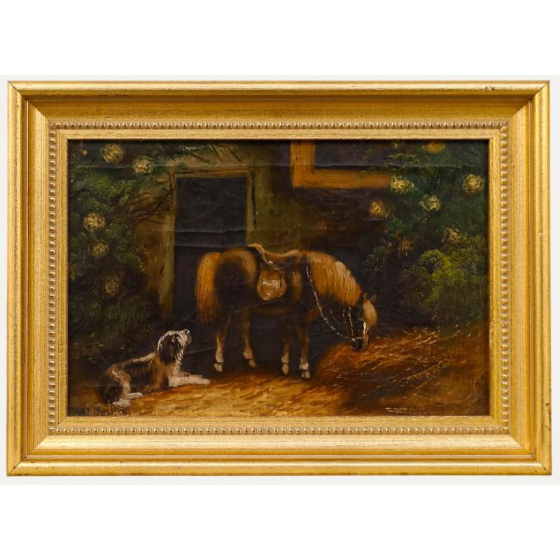 Frank W. Benson Animal Painting - W. Benson - Early 20th Century Oil, Horse and Hound