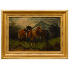 W. Benson - Early 20th Century Oil, Mountain Ponies