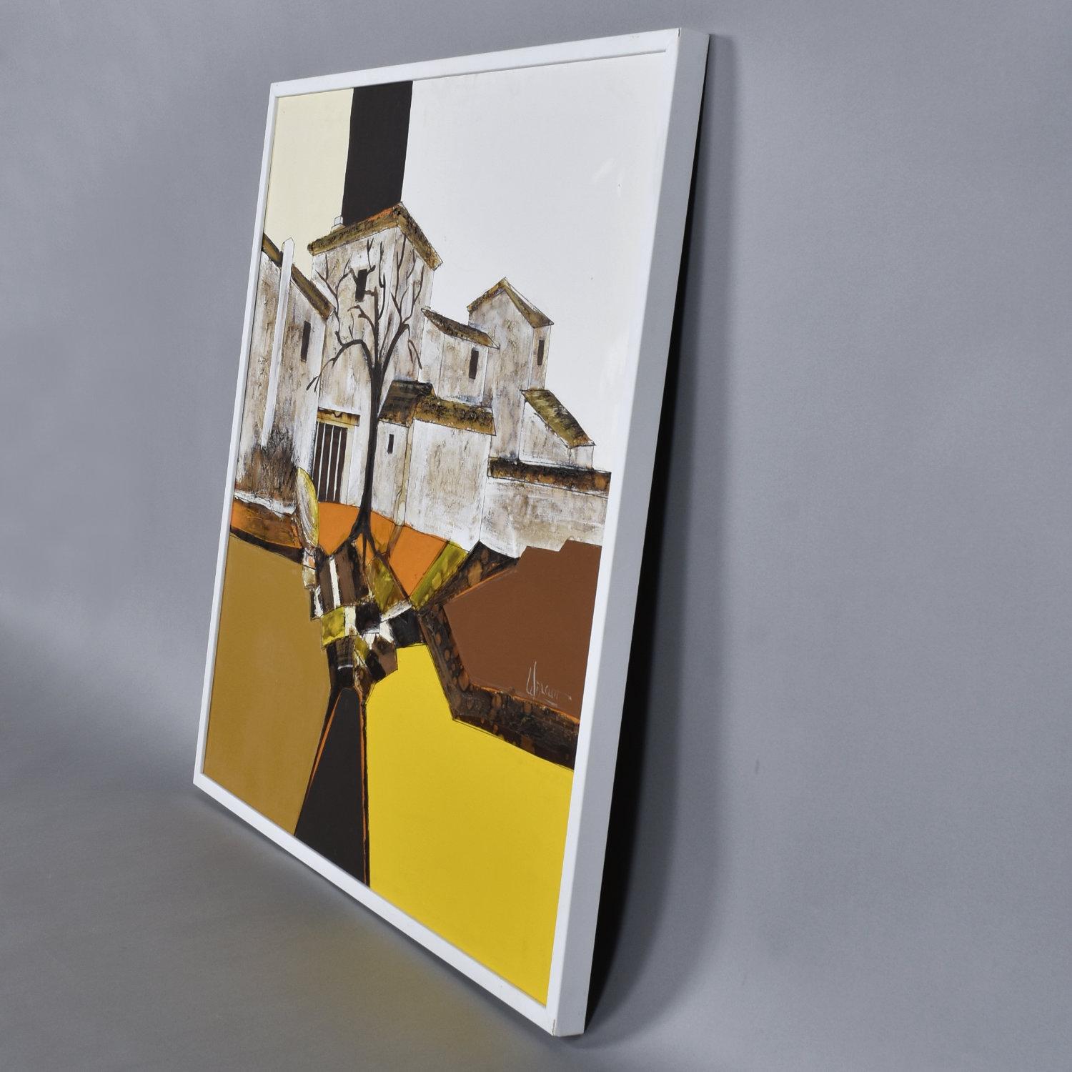 American Frank Walcutt 37 Inch Square Mid-Century Modern Surreal Homestead Painting For Sale