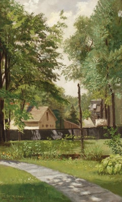 Oil painting of a House and Garden, Morristown, New Jersey in 1908