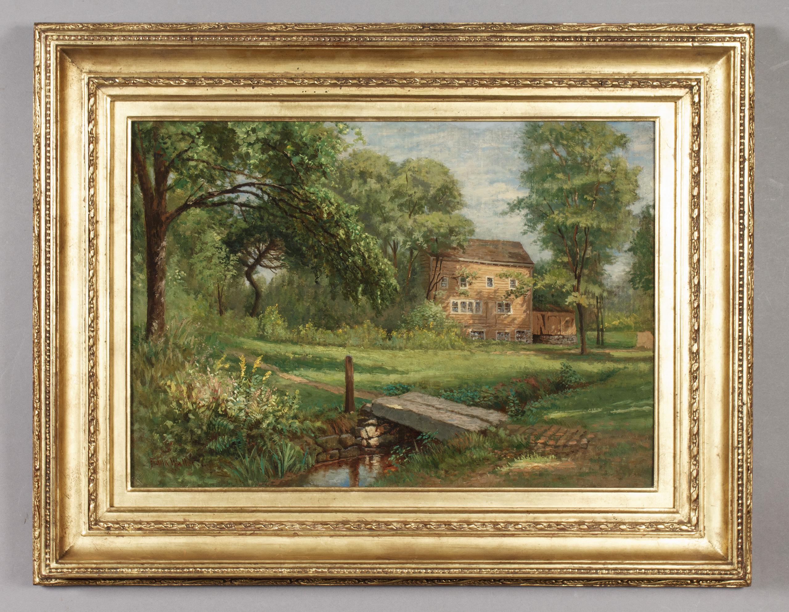 Landscape Painting di Frank Waller - Vail Barn, Speedwell Village, Morristown NJ