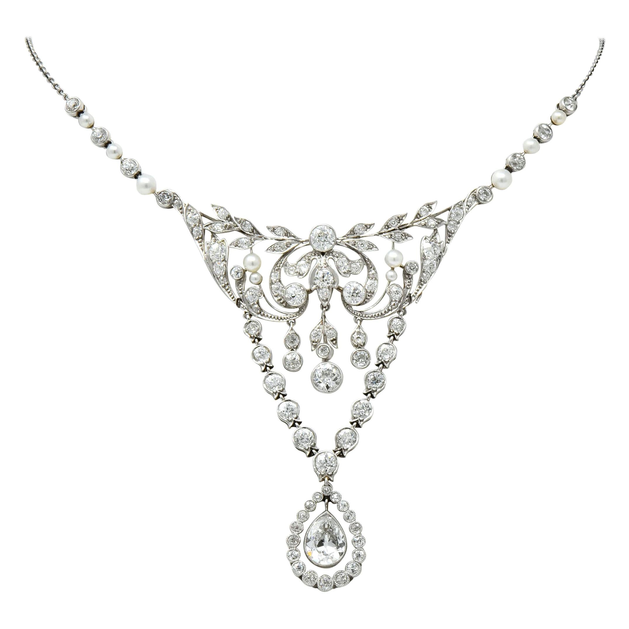 Frank Walter Lawrence Edwardian 7.20 Carat Diamond Platinum Drop Necklace