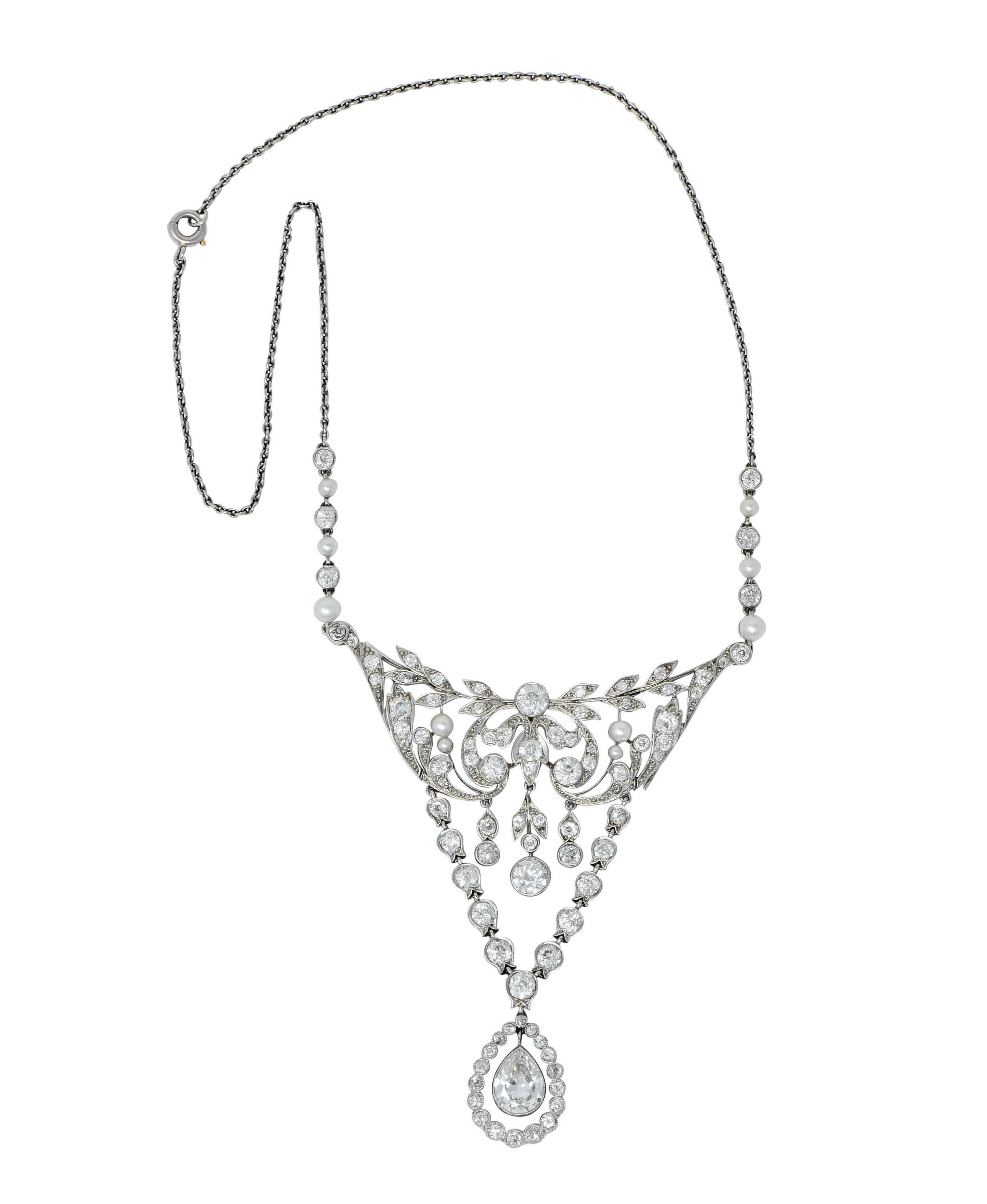 Frank Walter Lawrence Edwardian 7.20 Carat Diamond Platinum Drop Necklace 5