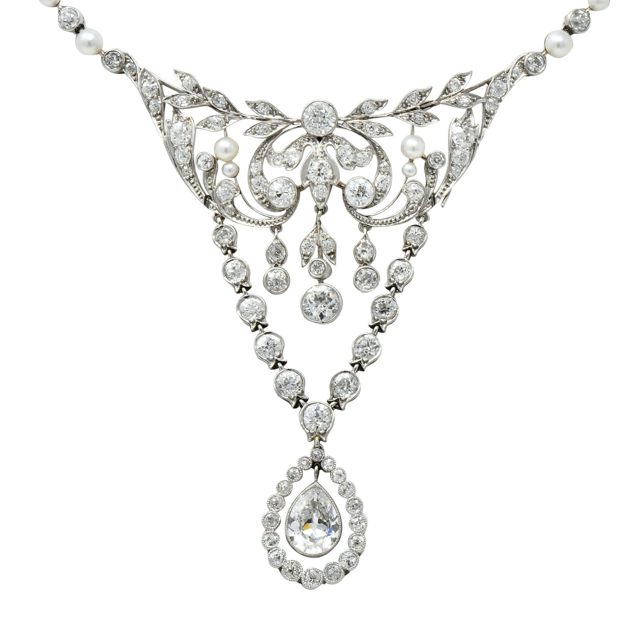 Frank Walter Lawrence Edwardian 7.20 Carat Diamond Platinum Drop Necklace 3