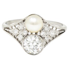 Frank Walter Lawrence Edwardian Pearl Platinum Toi Et Moi Antique Dinner Ring