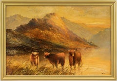 Antique Frank Walters (British painter) - 19th-20th century landscape painting - Bulls