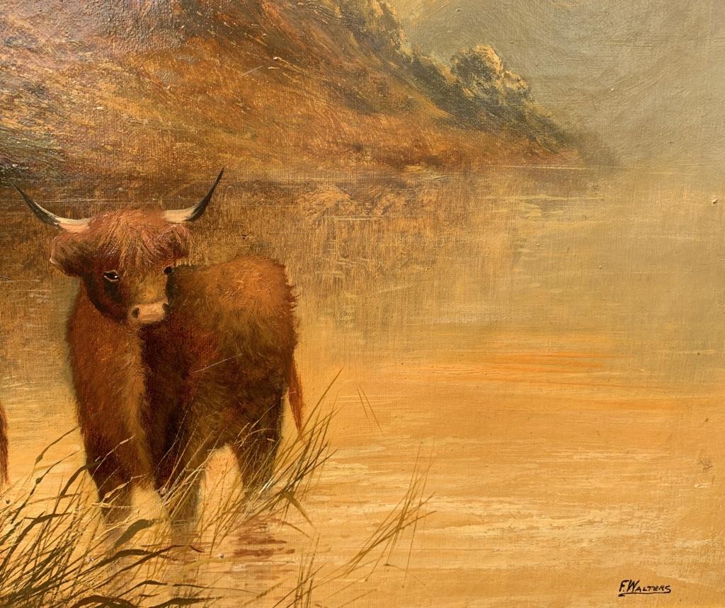 Frank Walters (British painter) - 19th-20th century landscape painting - Bulls For Sale 6
