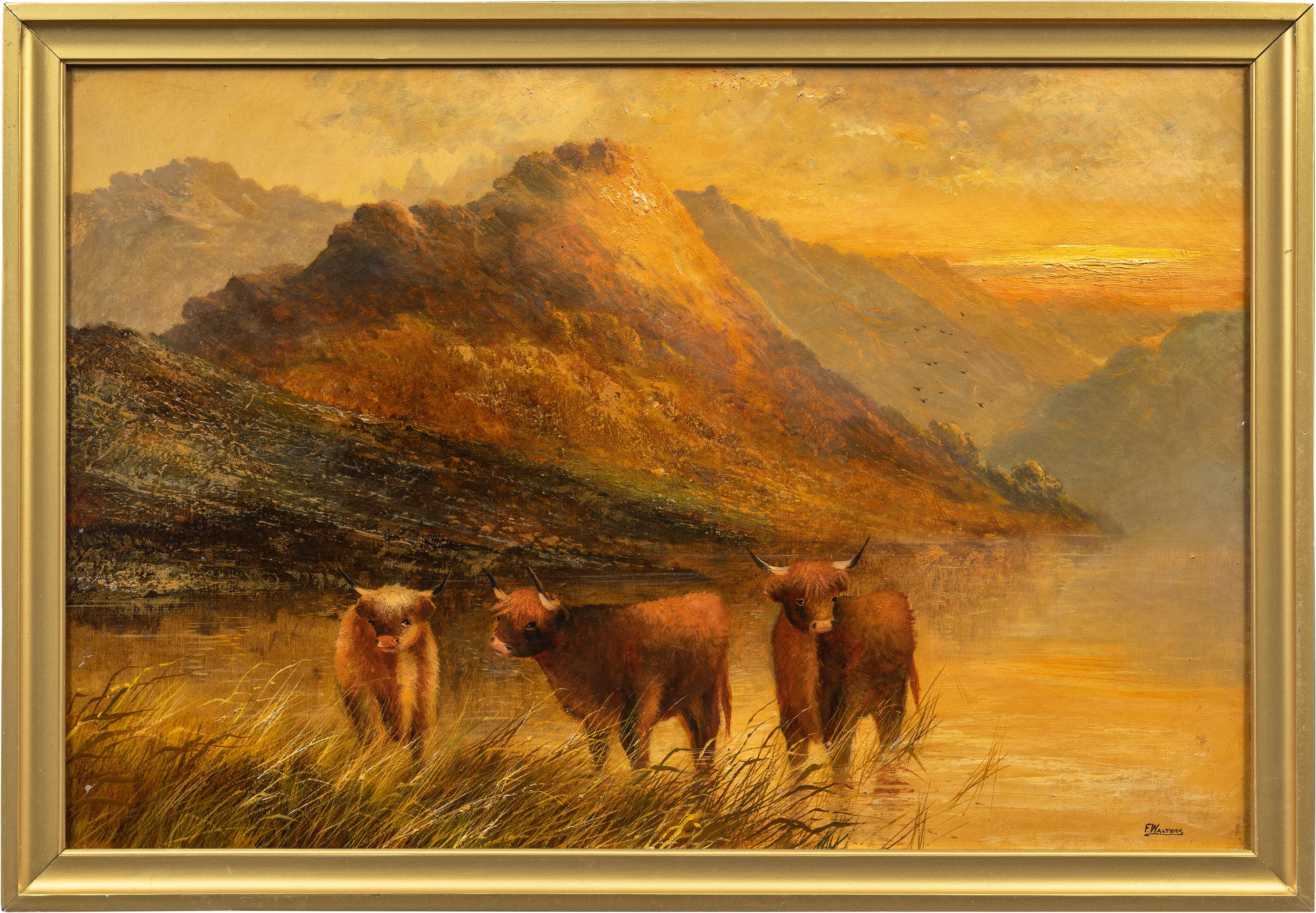 Frank Walters (British painter) - 19th-20th century landscape painting - Bulls