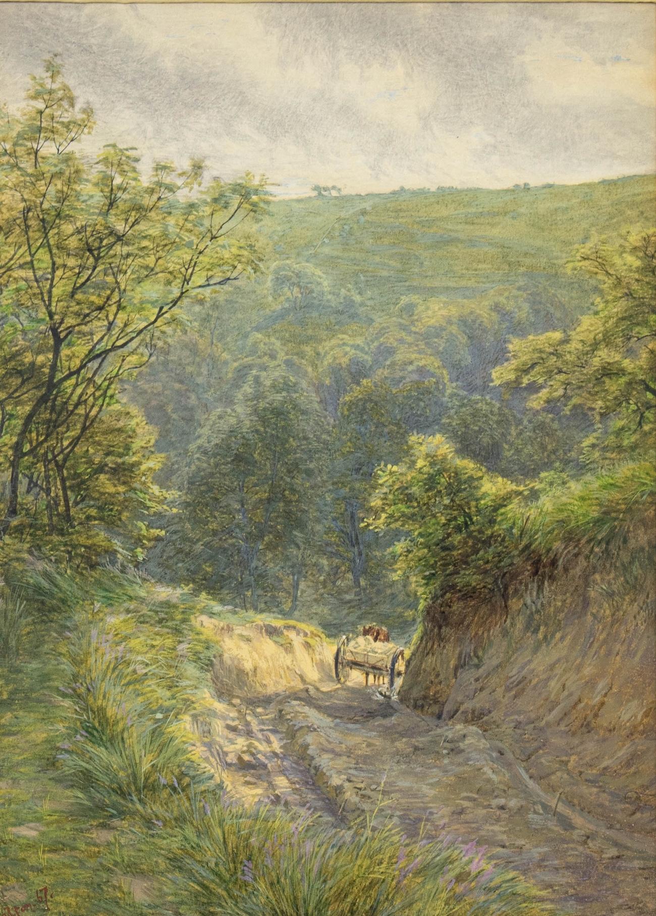 Sandy Path with Cart and Horses, Watercolour on paper by Frank Walton (1840–1928 For Sale 1