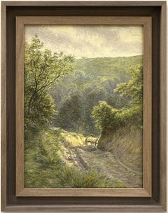 Camino arenoso con carro y caballos, acuarela sobre papel de Frank Walton (1840-1928)