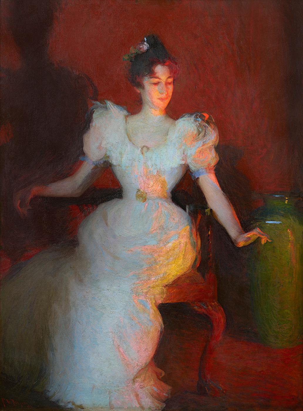 Frank Weston Benson Portrait Painting - Firelight, 1893