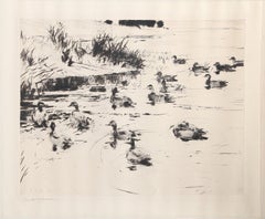 Ducks on Lake, Signed Modern Etching by Frank Weston Benson
