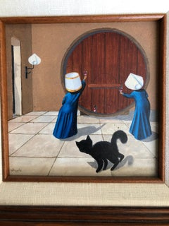 Frank Whipple "Partying Nuns" Oil on Board