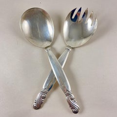 Frank Whiting Art Nouveau Era Hand Made Sterling Silver Servers, a Pair