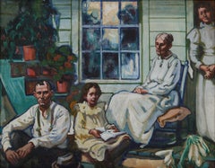 Nel portico sul retro, Brecksville, Ohio, scena regionalista dei primi del Novecento