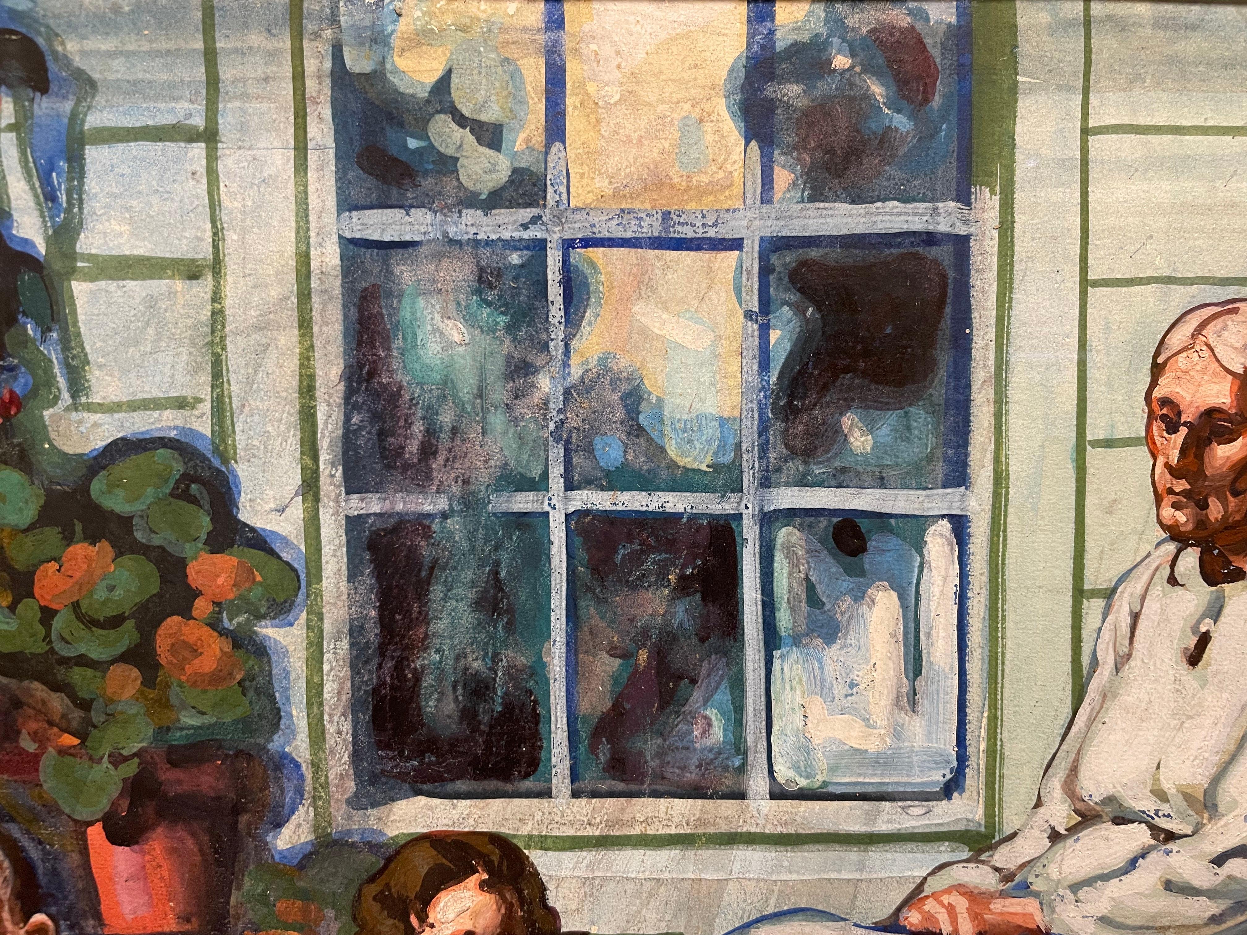 Nel portico sul retro, Brecksville, Ohio, scena regionalista dei primi del Novecento in vendita 5