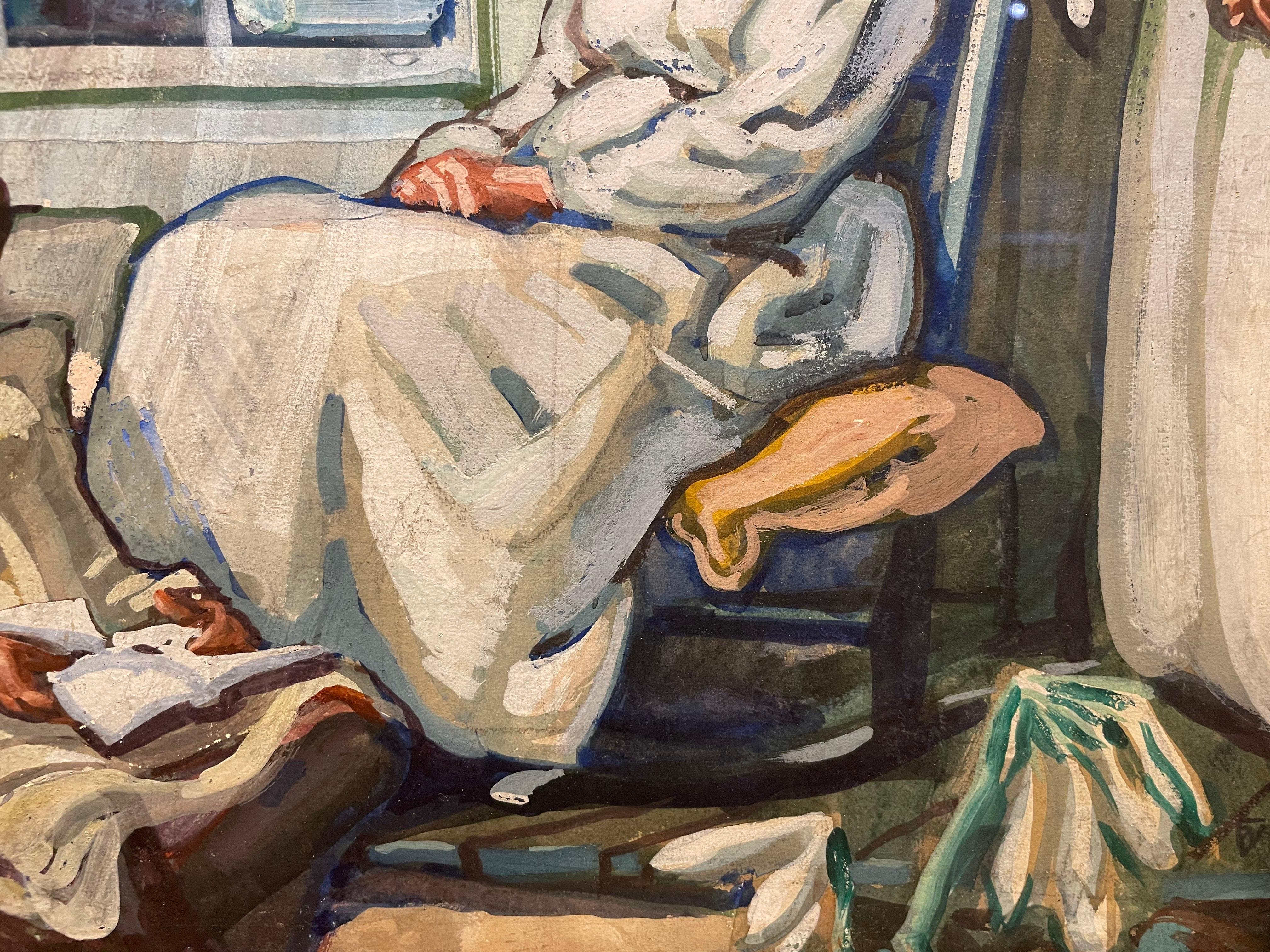 Nel portico sul retro, Brecksville, Ohio, scena regionalista dei primi del Novecento in vendita 6