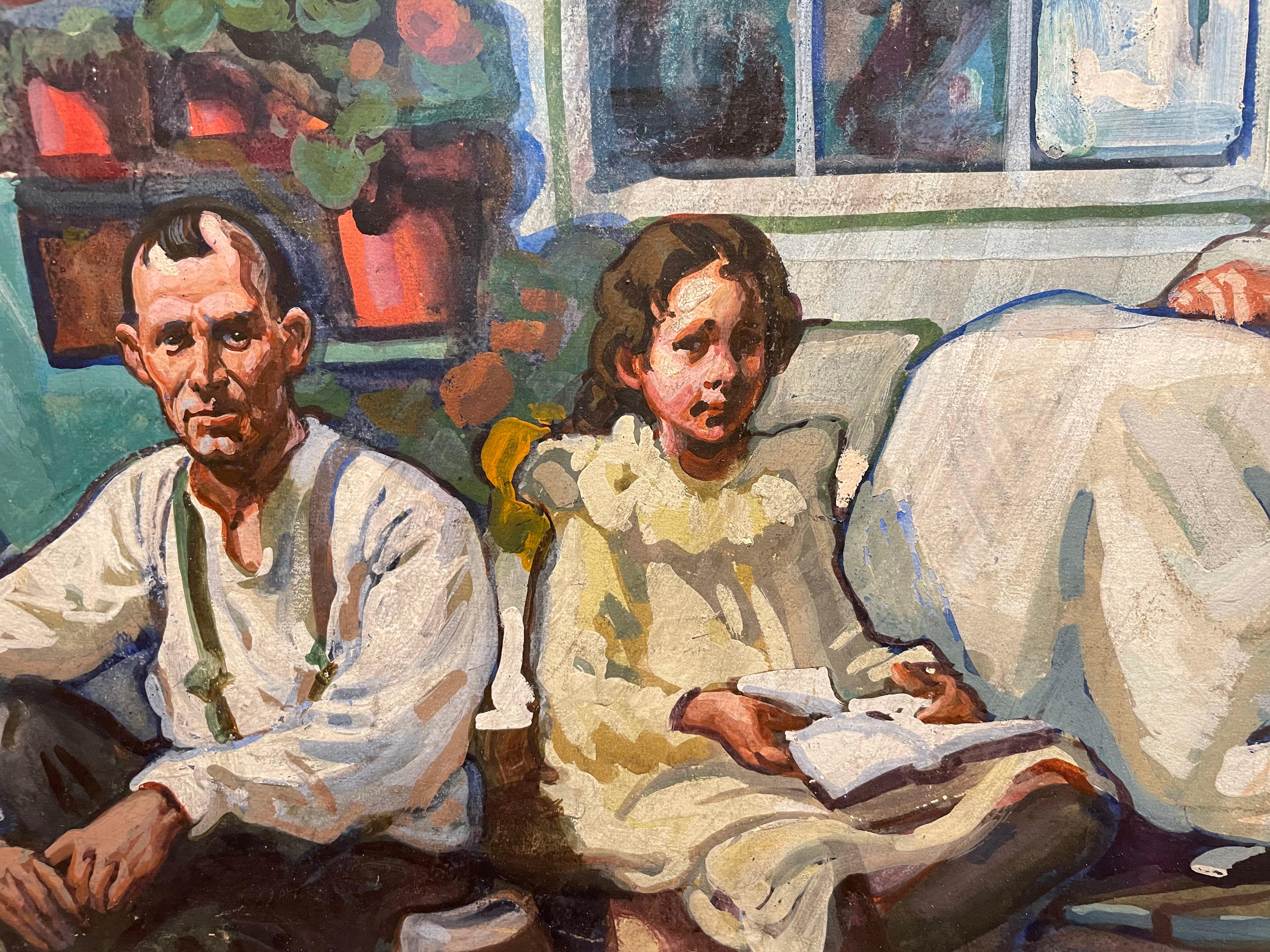 Nel portico sul retro, Brecksville, Ohio, scena regionalista dei primi del Novecento in vendita 2