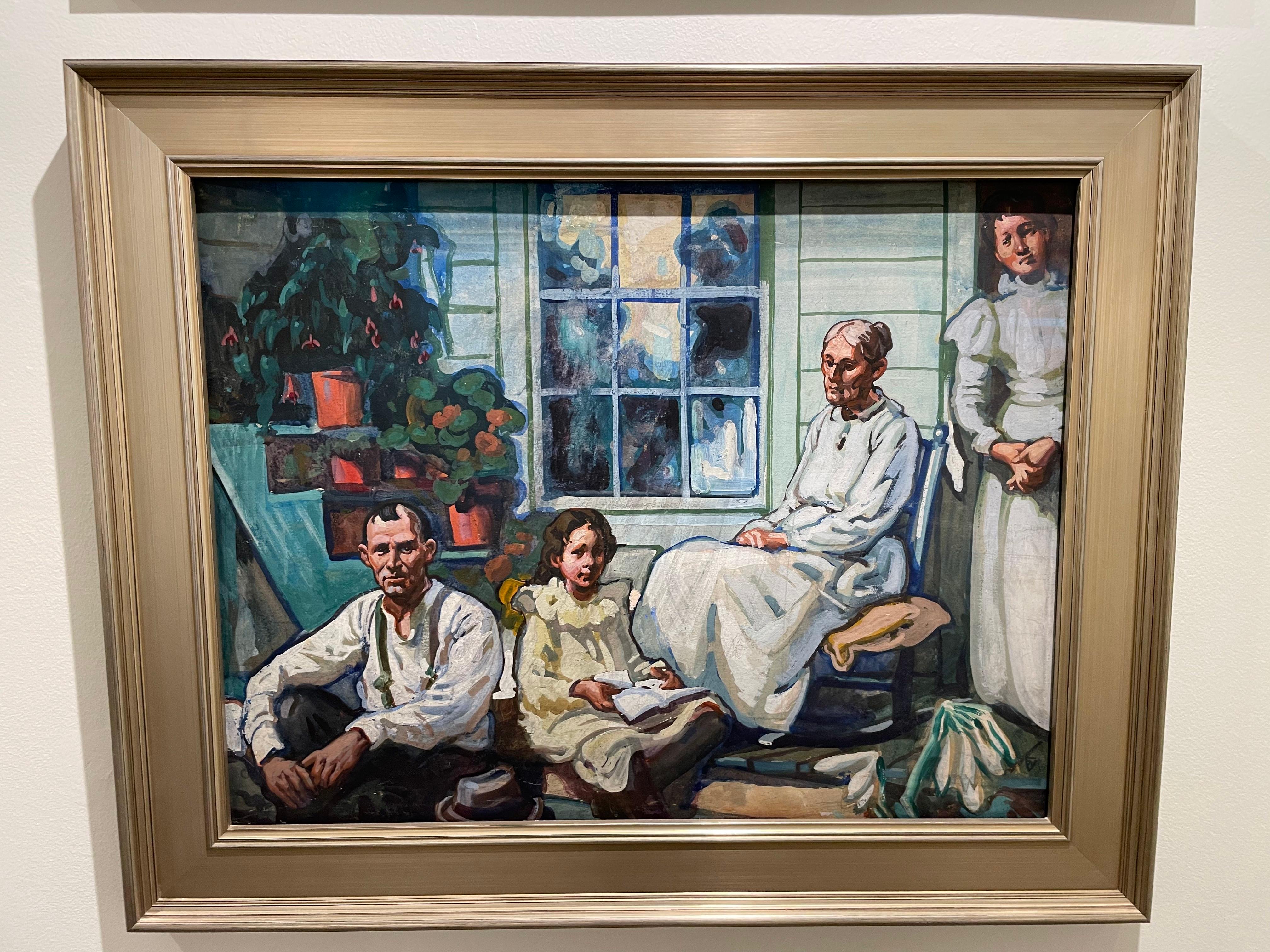 Nel portico sul retro, Brecksville, Ohio, scena regionalista dei primi del Novecento in vendita 4