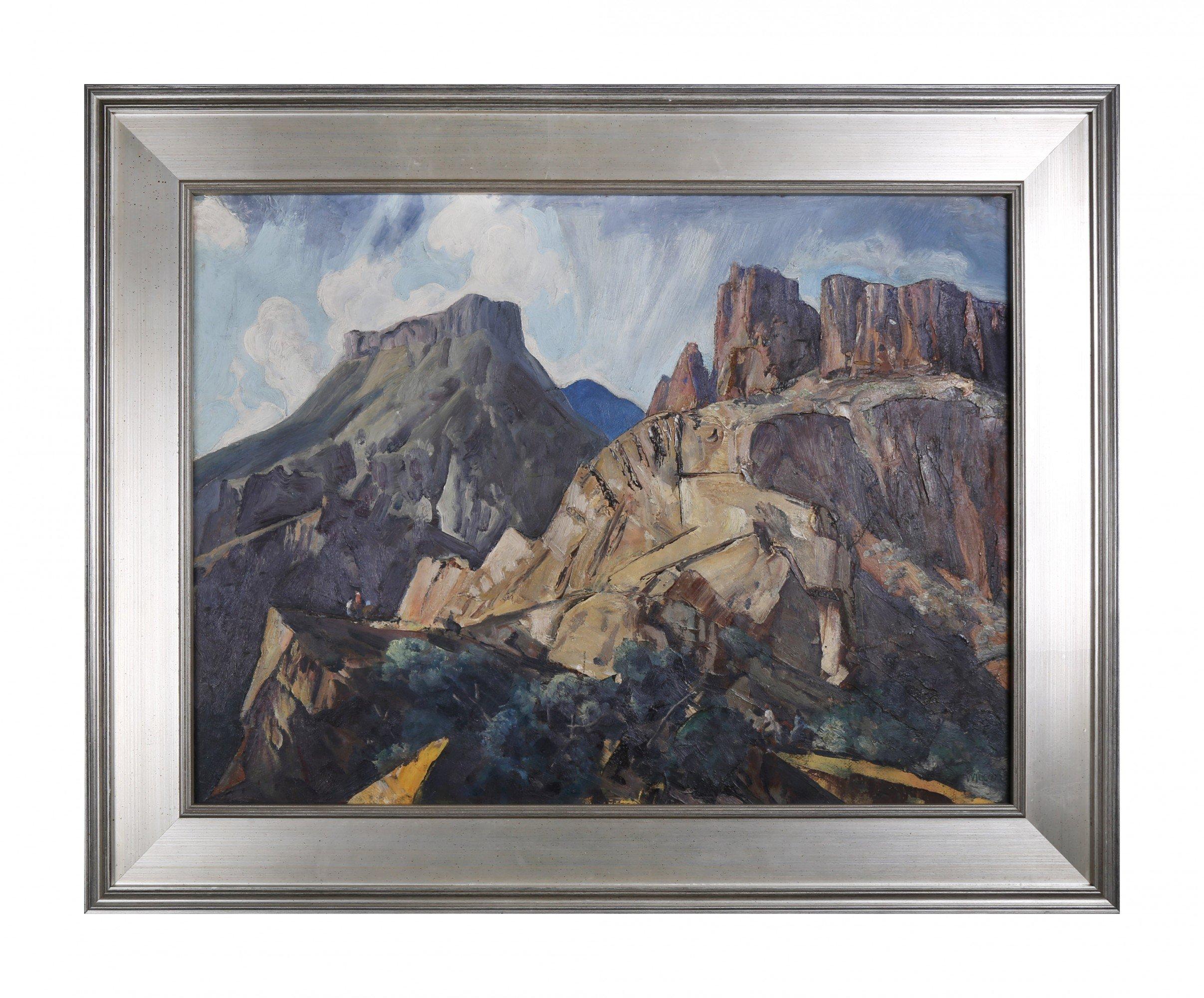 Riders Through the Canyon, Westernlandschaft aus der Mitte des Jahrhunderts – Painting von Frank Wilcox